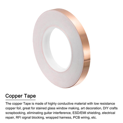 Harfington Copper Foil Tape 0.59 Inch x 54 Yards 0.05 Thick Single Sided for Electronics