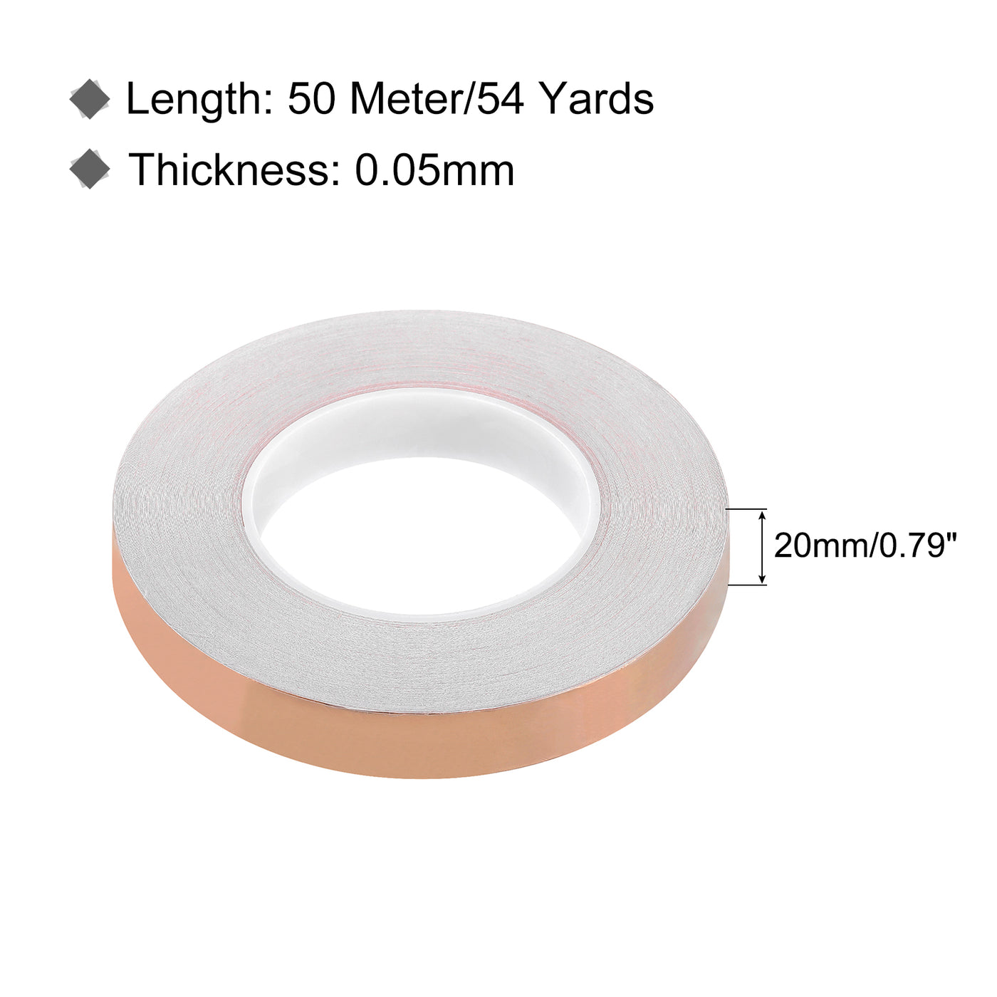 Harfington Copper Foil Tape 0.79 Inch x 54 Yards 0.05 Thick Single Sided for Electronics