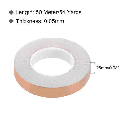 Harfington Copper Foil Tape 0.98 Inch x 54 Yards 0.05 Thick Single Sided for Electronics