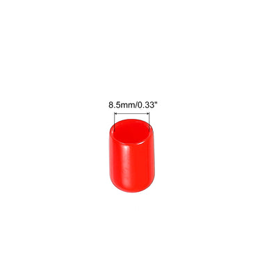 Harfington 100pcs Rubber End Caps Cover Assortment 8.5mm Vinyl Screw Thread Protector for Screw Bolt Black Red