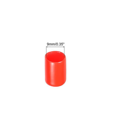 Harfington 200pcs Rubber End Caps Cover Assortment 9mm Vinyl Screw Thread Protector for Screw Bolt Black Red