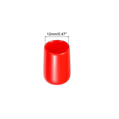 Harfington 100pcs Rubber End Caps Cover Assortment 1/2 Inch Vinyl Screw Thread Protector for Screw Bolt Black Red