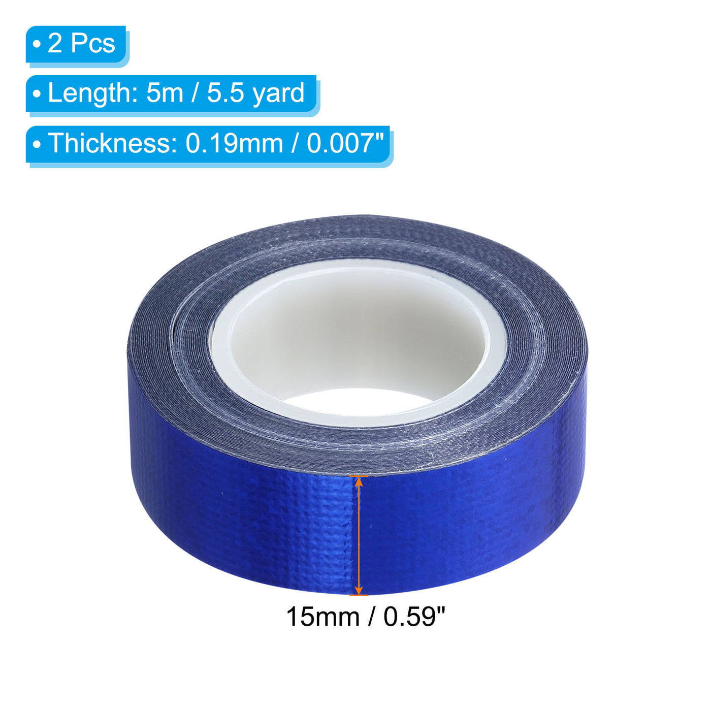 Harfington Sparkle Glitter Tape 15mm x 5m, 2 Pack Art Prism Tapes Self-Adhesive Blue