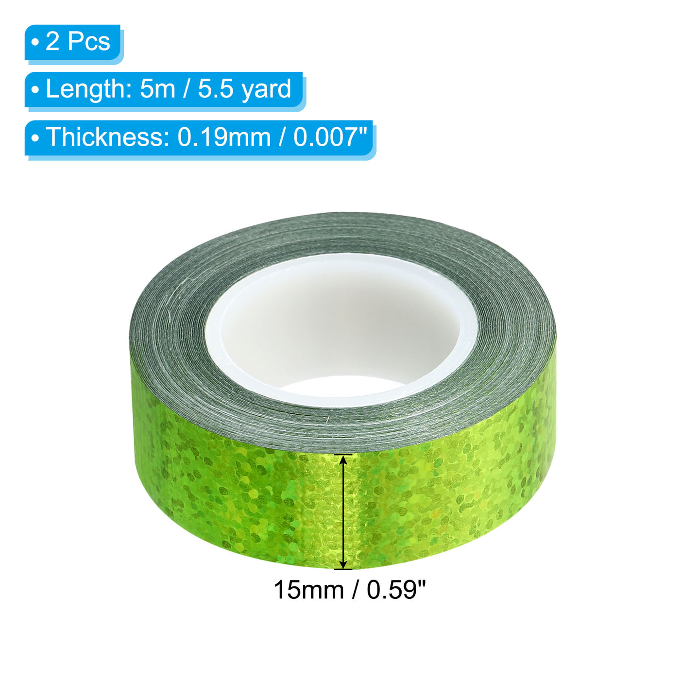 Harfington Sparkle Glitter Tape 15mm x 5m, 2 Pack Art Prism Tapes Self-Adhesive Green
