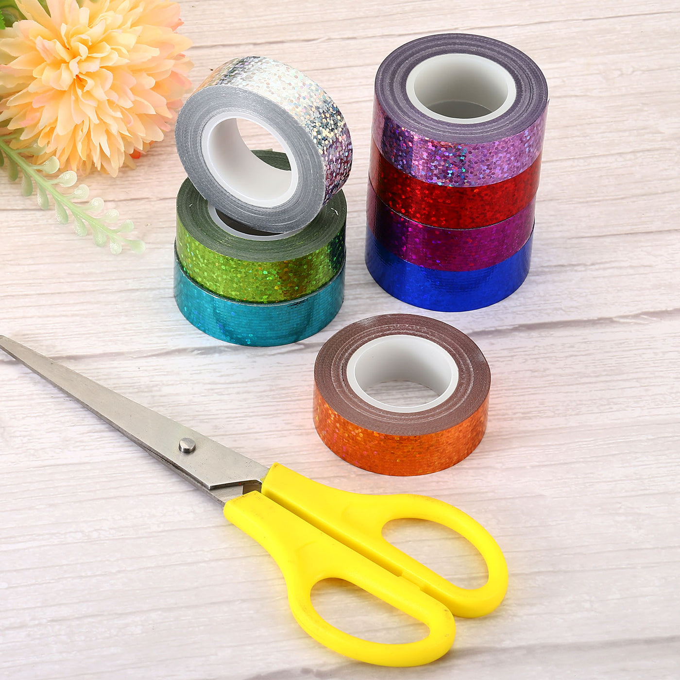 Harfington Sparkle Glitter Tape 15mm x 5m, 2 Pack Art Prism Tapes Self-Adhesive Cyan