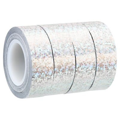 Harfington Sparkle Glitter Tape 15mm x 5m, 4 Pack Art Prism Tapes Self-Adhesive Silver Tone