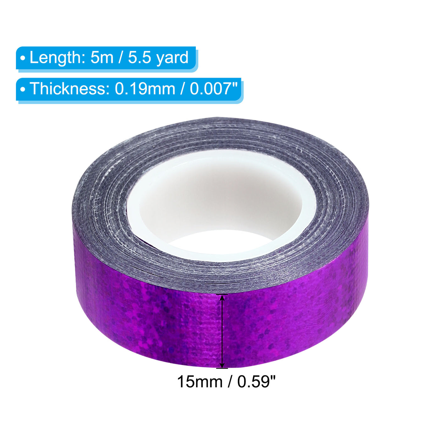 Harfington Sparkle Glitter Tape 15mm x 5m, 1 Pack Art Prism Tapes Self-Adhesive Purple