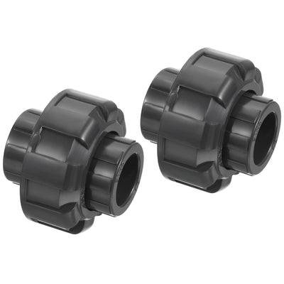Harfington UPVC Pipe Fitting 1/2" Socket, 2 Pack Straight Joint Union Quick Connector, Grey