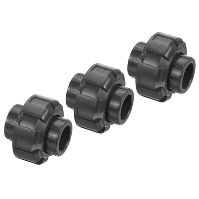 Harfington UPVC Pipe Fitting 1/2" Socket, 3 Pack Straight Joint Union Quick Connector, Grey