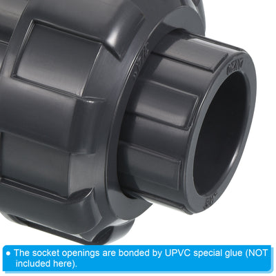 Harfington UPVC Pipe Fitting 3/4" Socket, 3 Pack Straight Joint Union Quick Connector, Grey