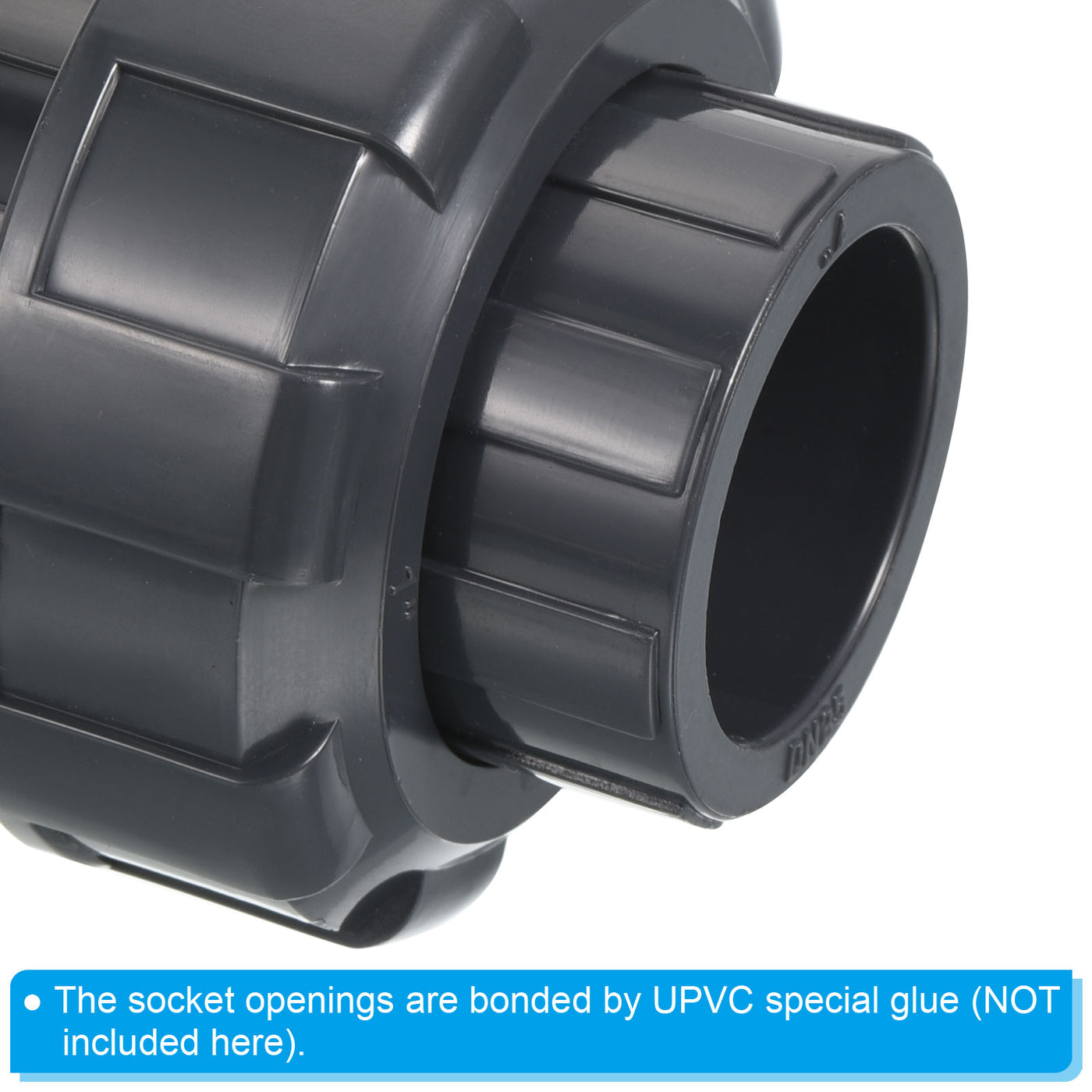 Harfington UPVC Pipe Fitting 1" Socket, Straight Joint Union Quick Connector, Grey