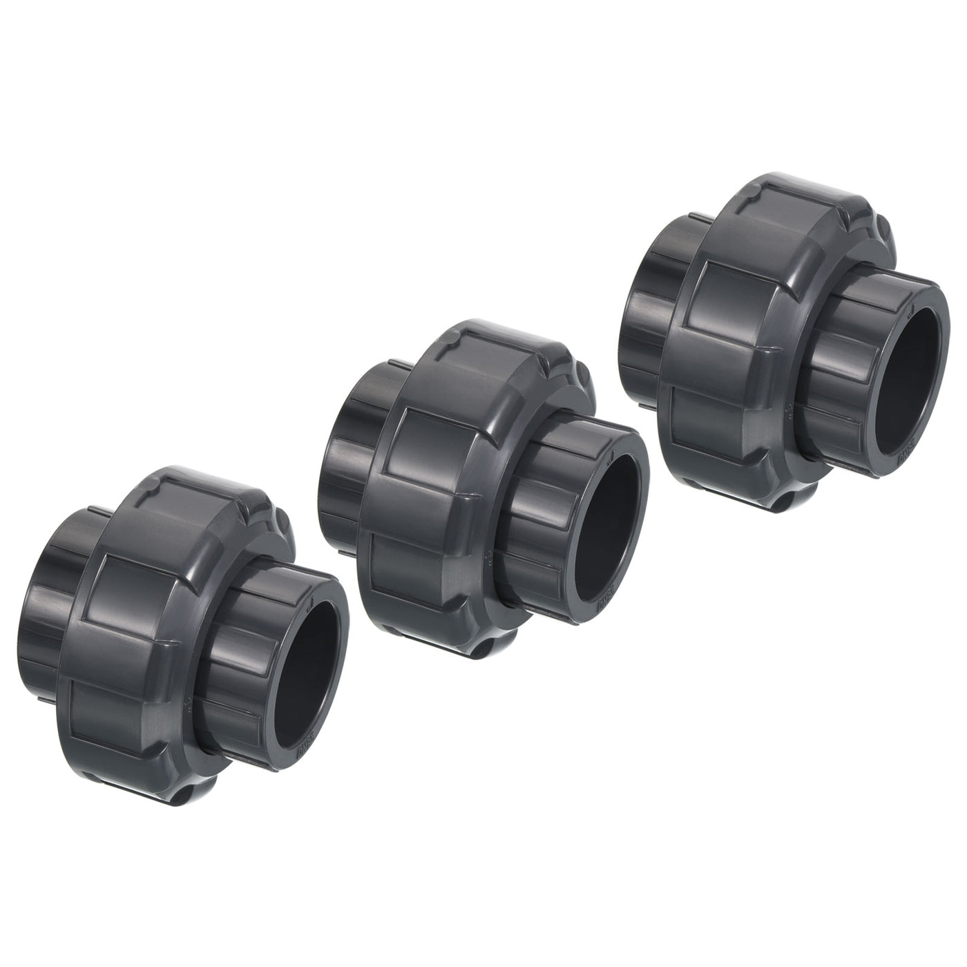 Harfington UPVC Pipe Fitting 1" Socket, 3 Pack Straight Joint Union Quick Connector, Grey