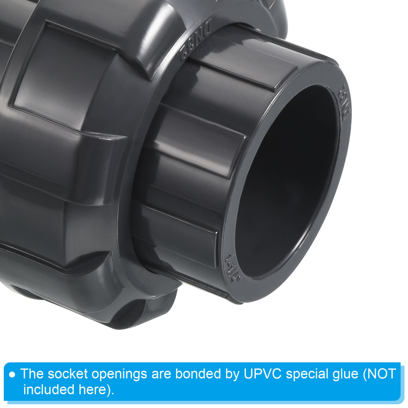 Harfington UPVC Pipe Fitting 1-1/4" Socket, 2 Pack Straight Joint Union Quick Connector, Grey