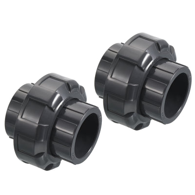 Harfington UPVC Pipe Fitting 1-1/4" Socket, 2 Pack Straight Joint Union Quick Connector, Grey