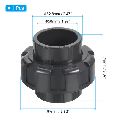Harfington UPVC Pipe Fitting 1-1/2" Socket, Straight Joint Union Quick Connector, Grey