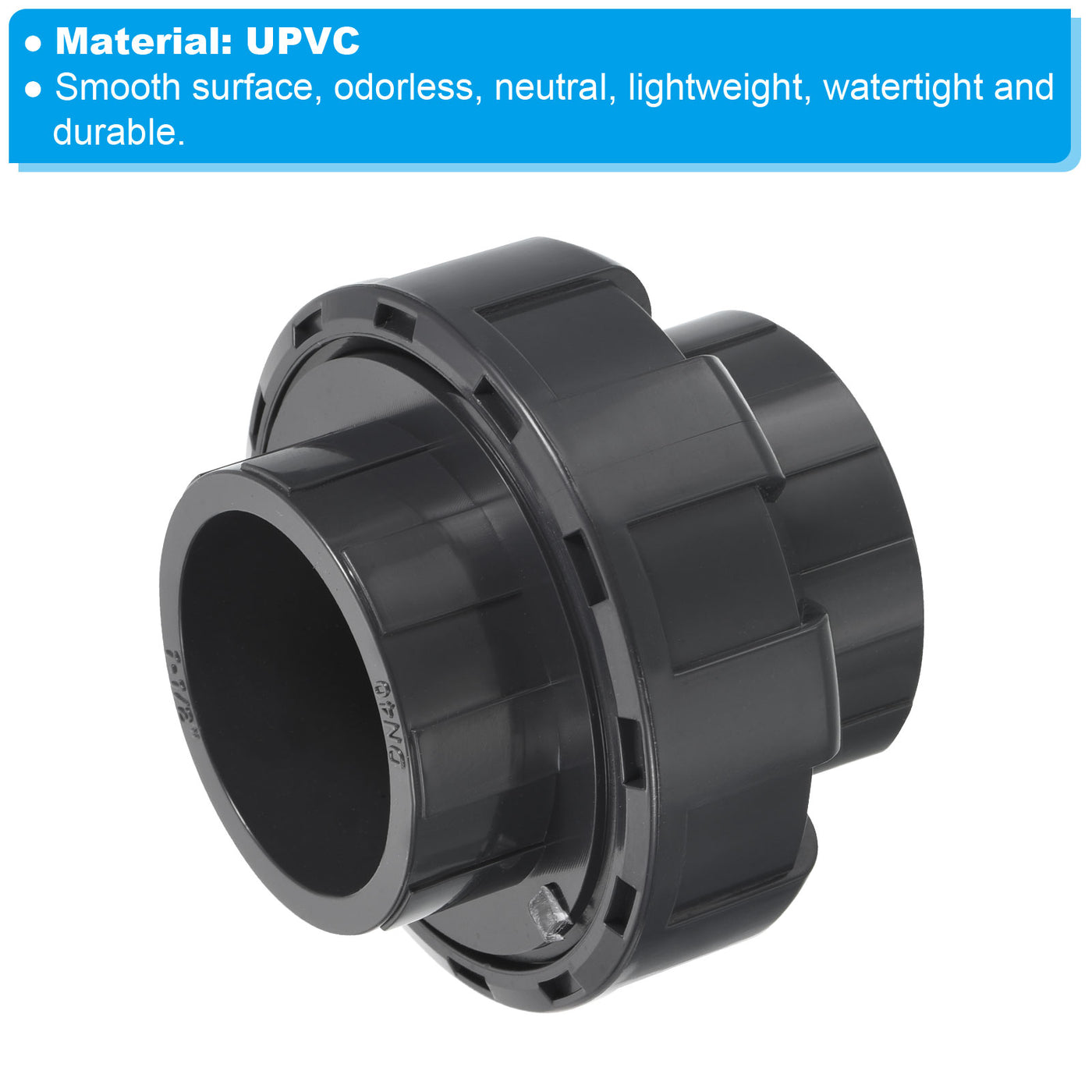 Harfington UPVC Pipe Fitting 1-1/2" Socket, Straight Joint Union Quick Connector, Grey