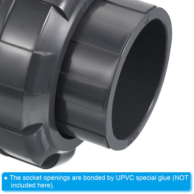 Harfington UPVC Pipe Fitting 2" Socket, Straight Joint Union Quick Connector, Grey