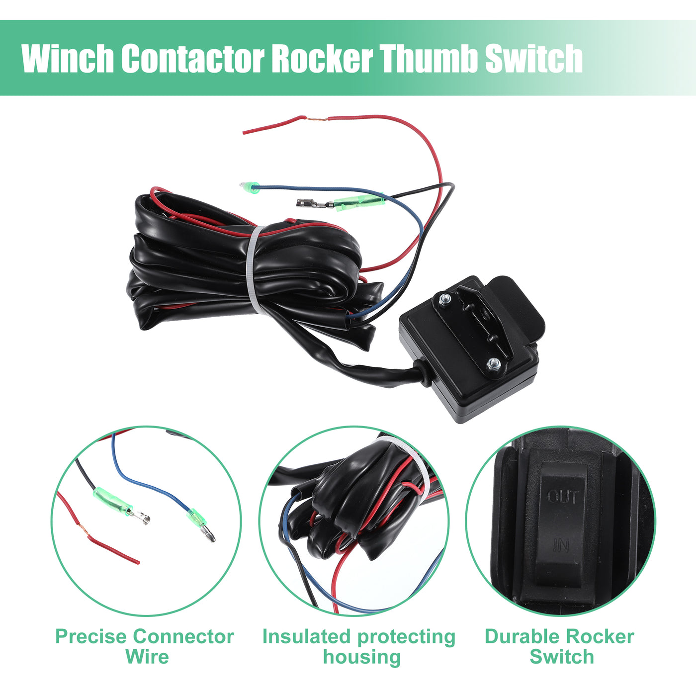 ATV/UTV Winch Solenoid Relay & Rocker Thumb Switch Combo – 12V For Warn, Superwinch & More 9 thumbnail image