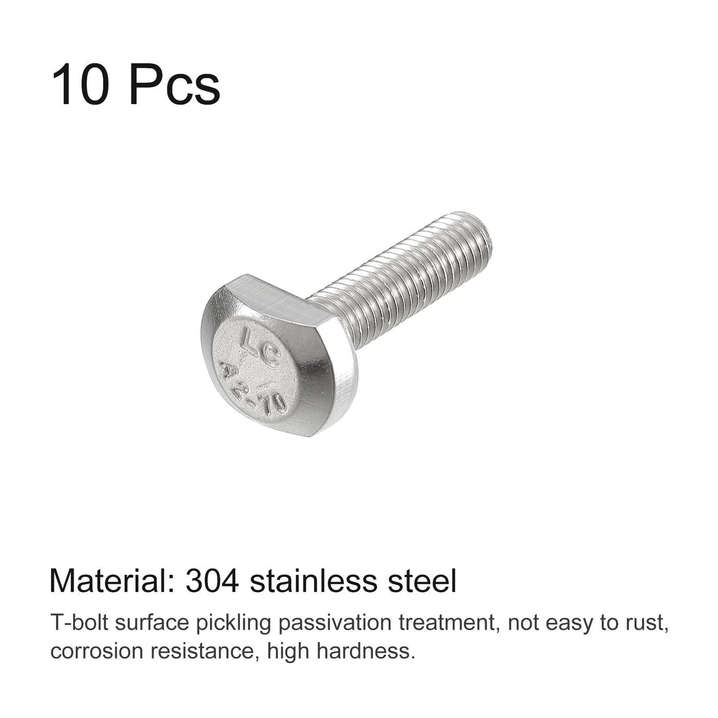 uxcell Uxcell T-Slot Bolts, 10pcs M5x20mm Drop-in Stud Sliding Bolts 304 Stainless Steel