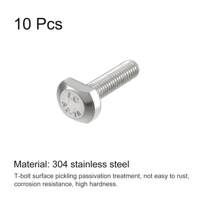 Harfington Uxcell T-Slot Bolts, 10pcs M5x20mm Drop-in Stud Sliding Bolts 304 Stainless Steel
