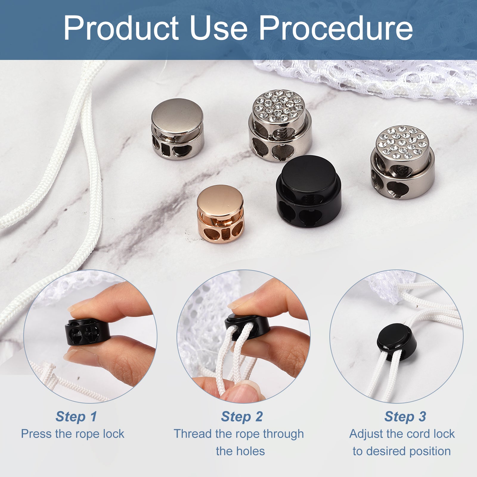 Uxcell 12pcs Spring Cord Locks for Drawstrings, Metal Spring Toggles ...