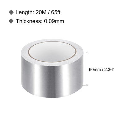 Harfington Aluminum Tape, 2.36 Inch x 65ft Foil Tape (3.5 Mil) Silver Tape Aluminum Tape
