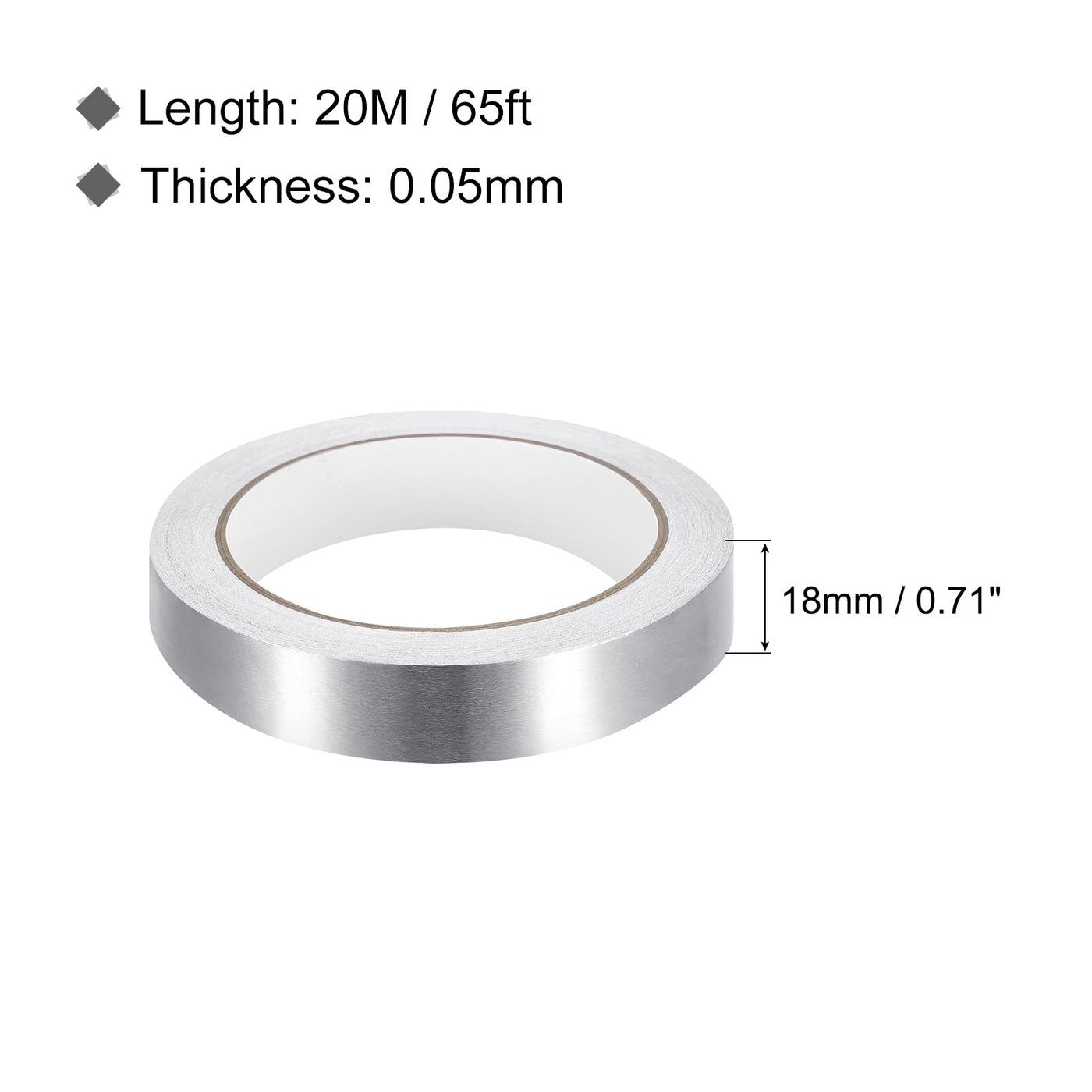 Harfington Aluminum Foil Tape, 0.71 Inch x 65ft Foil Tape (1.96 Mil), Pack of 2