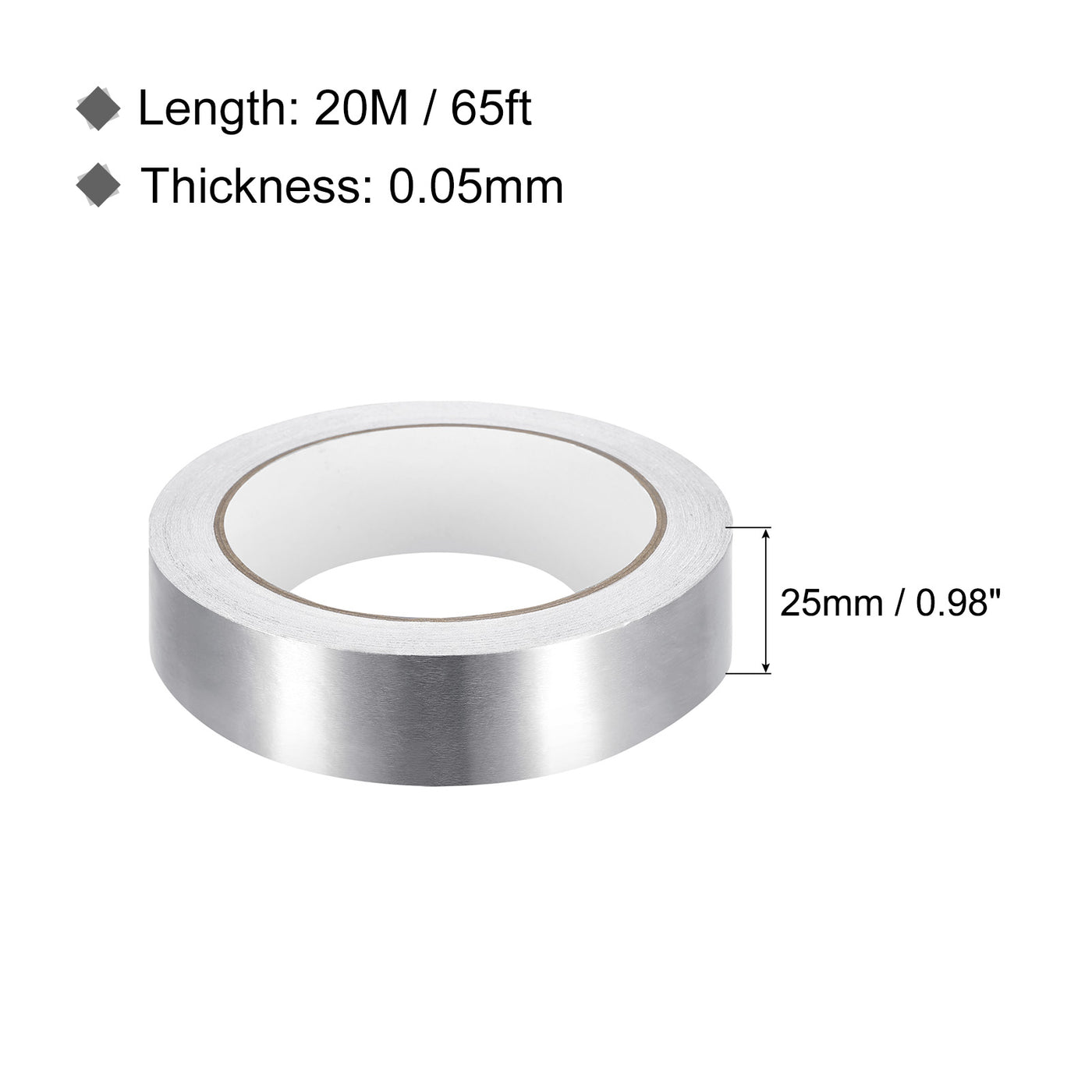 Harfington Aluminum Foil Tape, 0.98 Inch x 65ft Foil Tape (1.96 Mil), Pack of 2