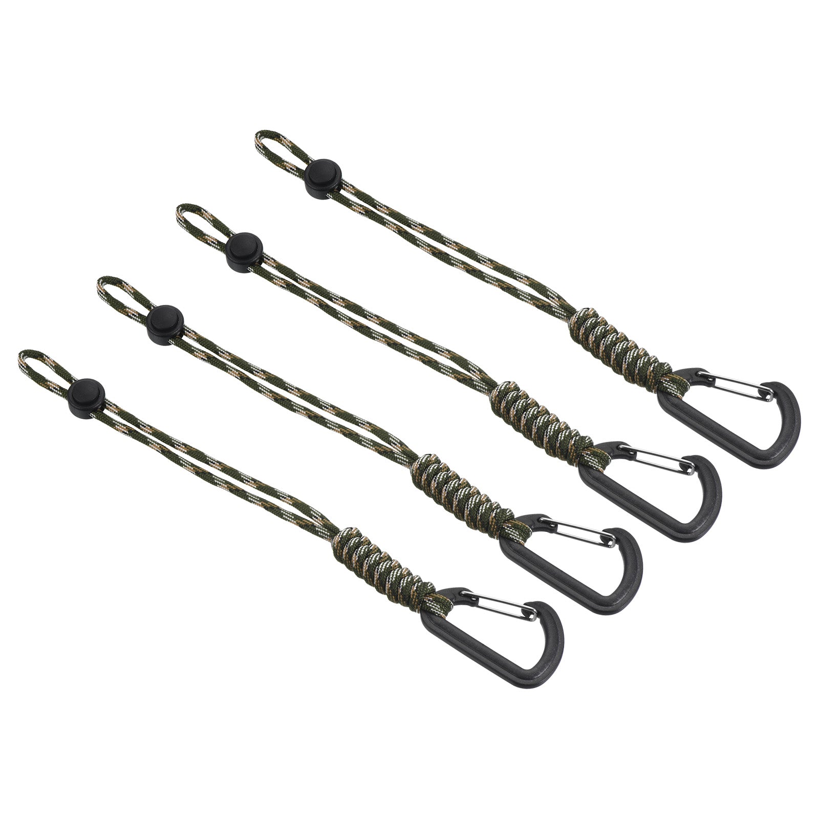 Paracord Keychains with Clips, 4 Pack Braided Lanyard Ring Hook ...