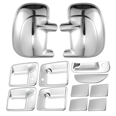 X AUTOHAUX 1 Set Car Exterior Chrome Plated Mirror Cover 4 Door Handle Cover W/ Key Hole Tailgate Cover for Ford F-350 Super Duty 1999-2007