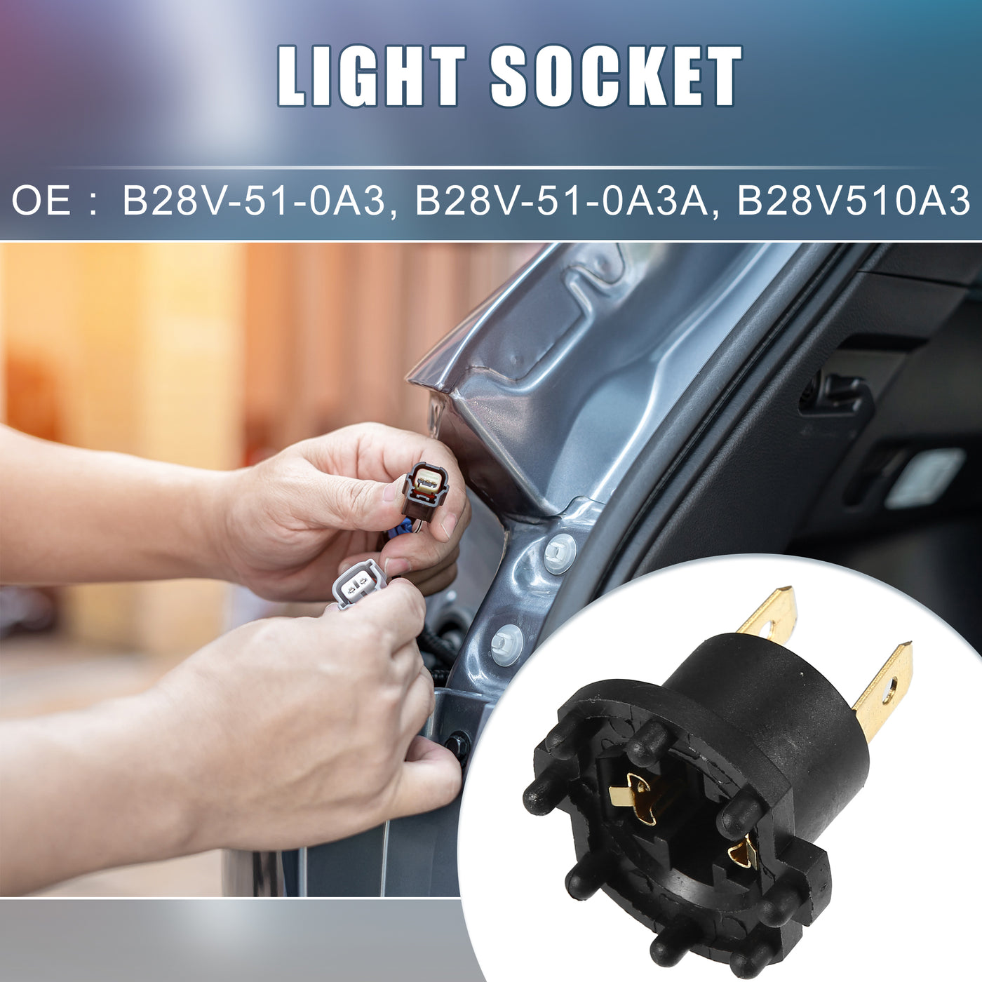 A ABSOPRO Headlight Headlamp Bulb Socket Adapter B28V-51-0A3 B28V-51-0A3A for Mazda 3 2004-2009 Plastic Black (Set of 2)