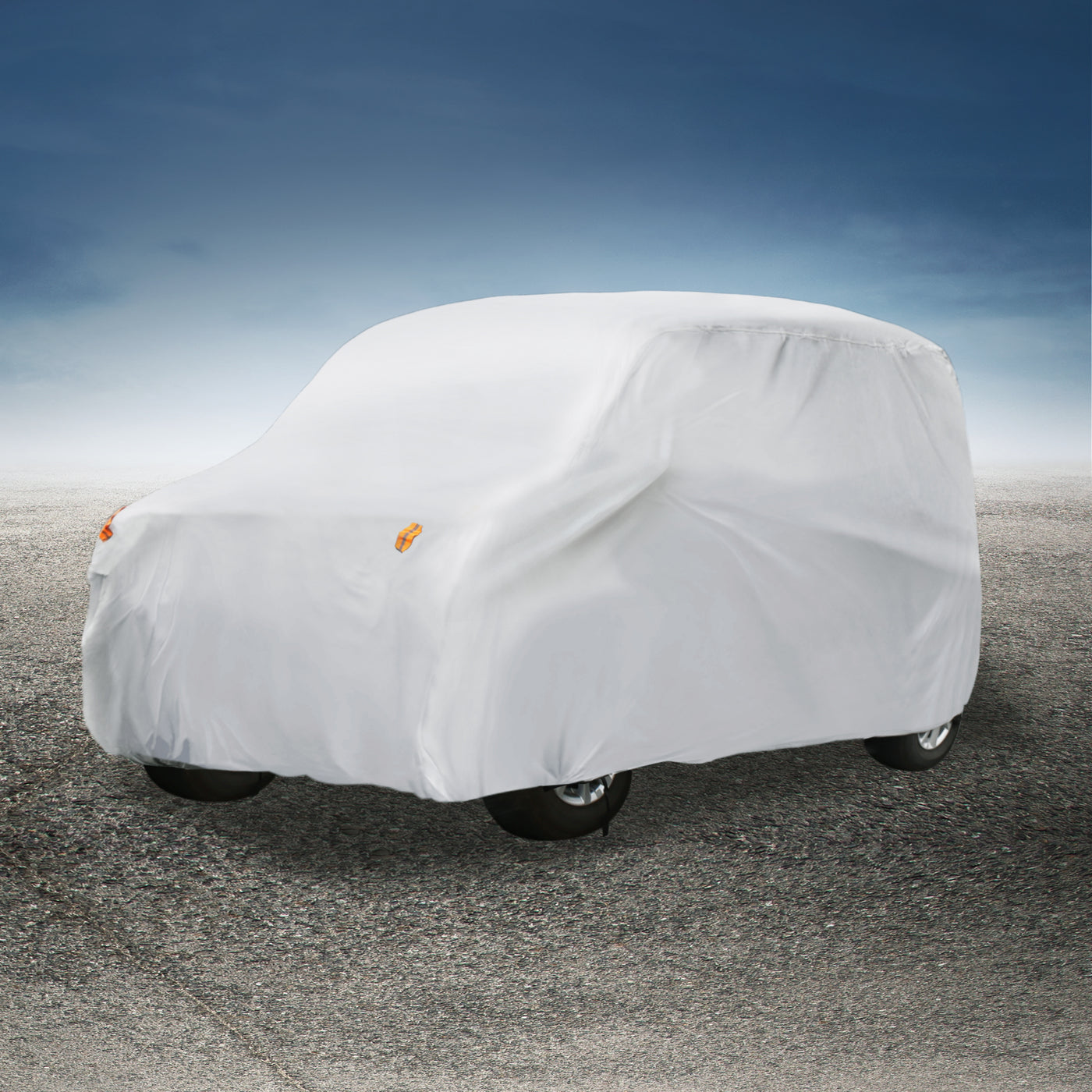 X AUTOHAUX 370x175x160cm 12.1x5.7x5.2ft Universal Car Cover Outdoor Dustproof All Weather Waterproof Car Protect Silver Tone