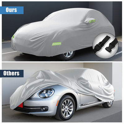 Harfington for Volkswagen New Beetle Cover Car Cover for Volkswagen New Beetle 1998-2019 Outdoor Full Car Cover All Weather Protection with Zipper Silver Tone