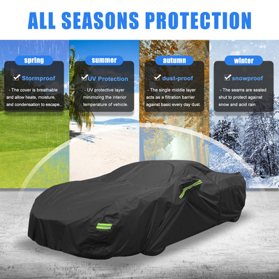 Harfington Waterproof Car Cover for Chevrolet Corvette C8 2020-2023 Outdoor Full Car Cover All Weather Protection Rain Sun Protection with Zipper Black