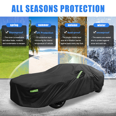 Harfington for Ford for Mustang GT/Bullitt/ECOBOOST Cover Car Cover for Ford for Mustang GT/Bullitt/ECOBOOST 1994-2021 All Weather Protection with Zipper Black