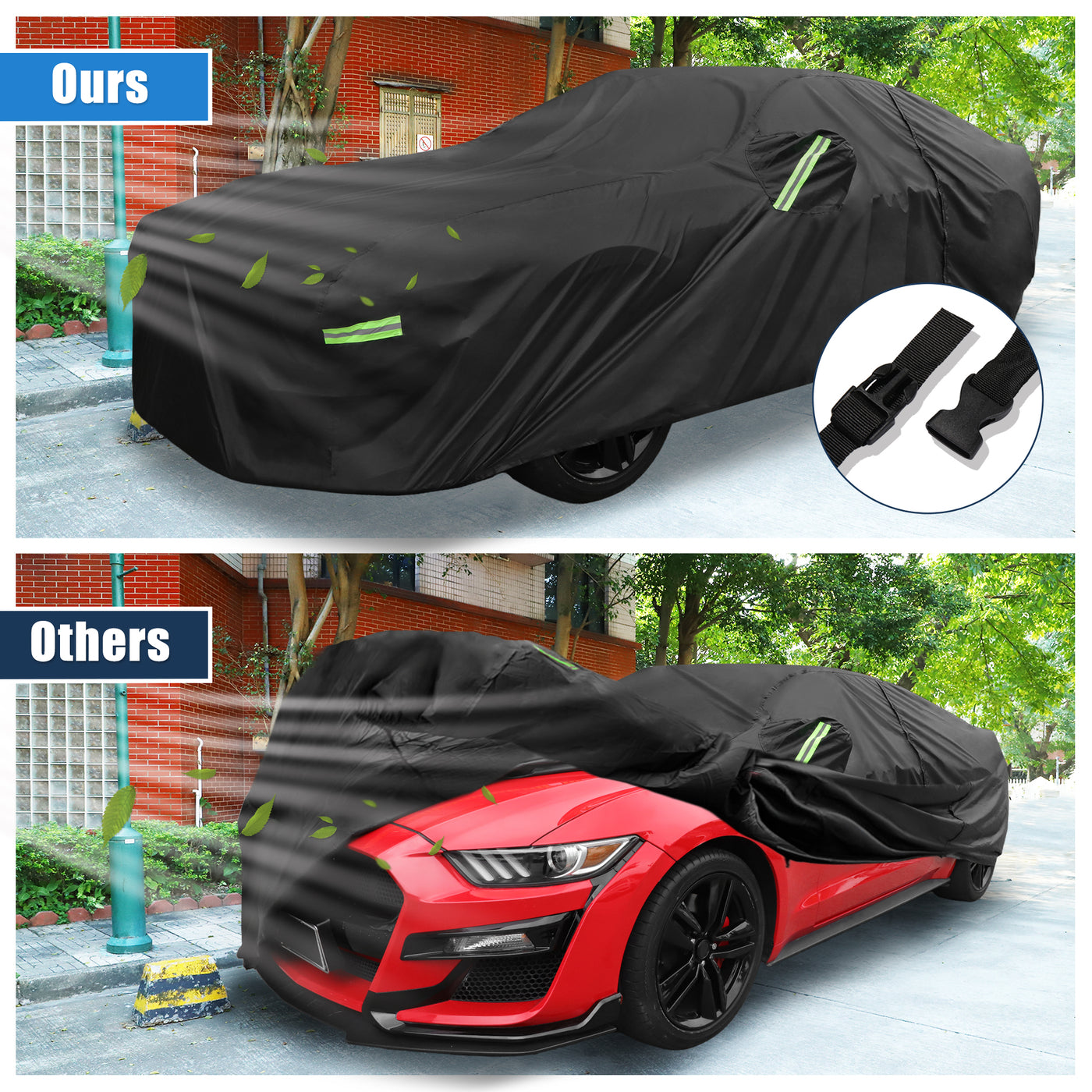 X AUTOHAUX for Ford for Mustang GT/Bullitt/ECOBOOST Cover Car Cover for Ford for Mustang GT/Bullitt/ECOBOOST 1994-2021 All Weather Protection with Zipper Black