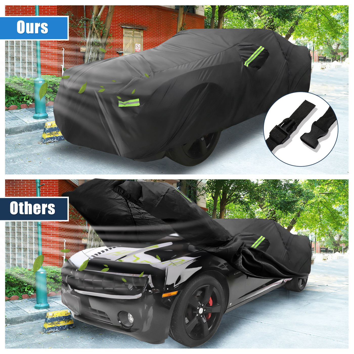 X AUTOHAUX Waterproof Car Cover for Chevrolet Camaro 2010-2022 210D Outdoor Full Car Cover All Weather Windproof Sun Rain Protection with Door Zipper
