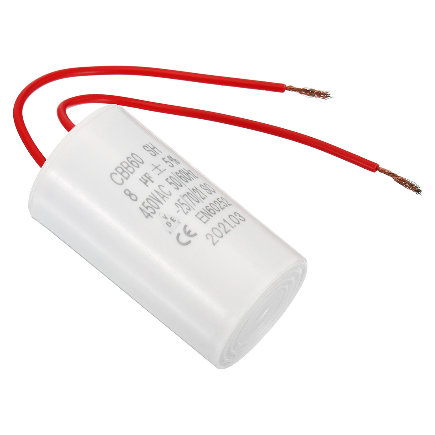 Harfington CBB60 8uF Running Capacitor,AC 450V 50/60Hz with 2 Wires 12cm for Water Pump