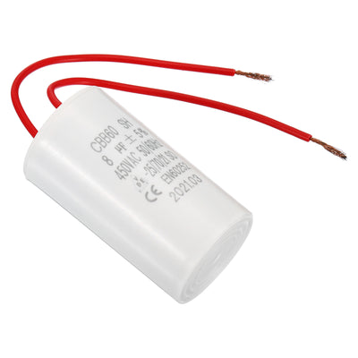 Harfington CBB60 8uF Running Capacitor,AC 450V 50/60Hz with 2 Wires 12cm for Water Pump