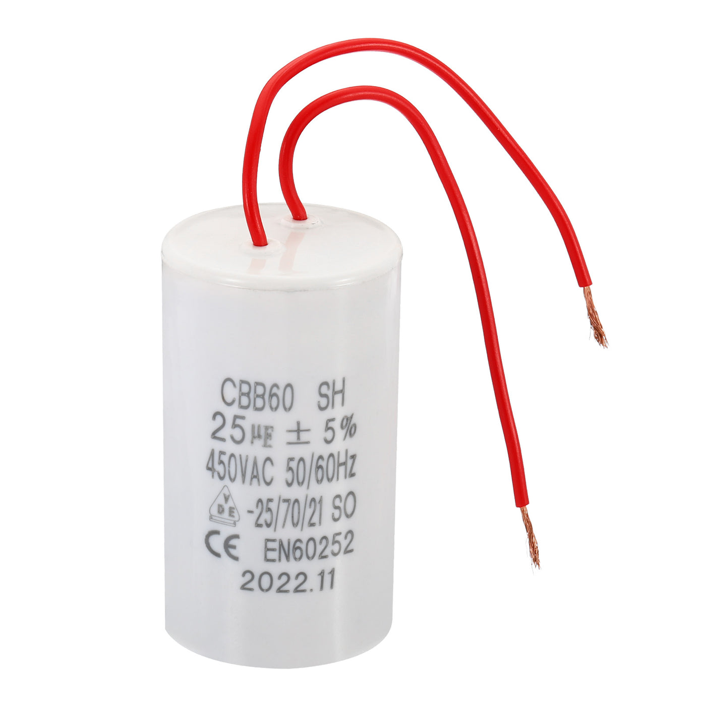 Harfington CBB60 25uF Running Capacitor,AC 450V 50/60Hz with 2 Wires 12cm for Water Pump