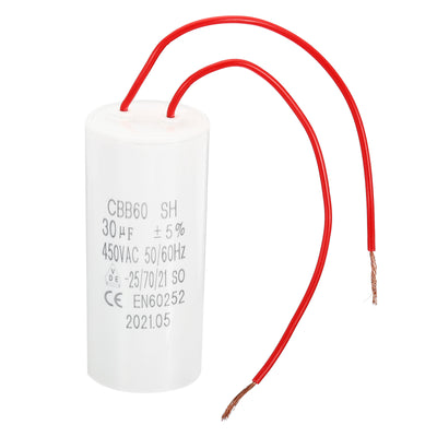 Harfington CBB60 30uF Running Capacitor,AC 450V 50/60Hz with 2 Wires 12cm for Water Pump