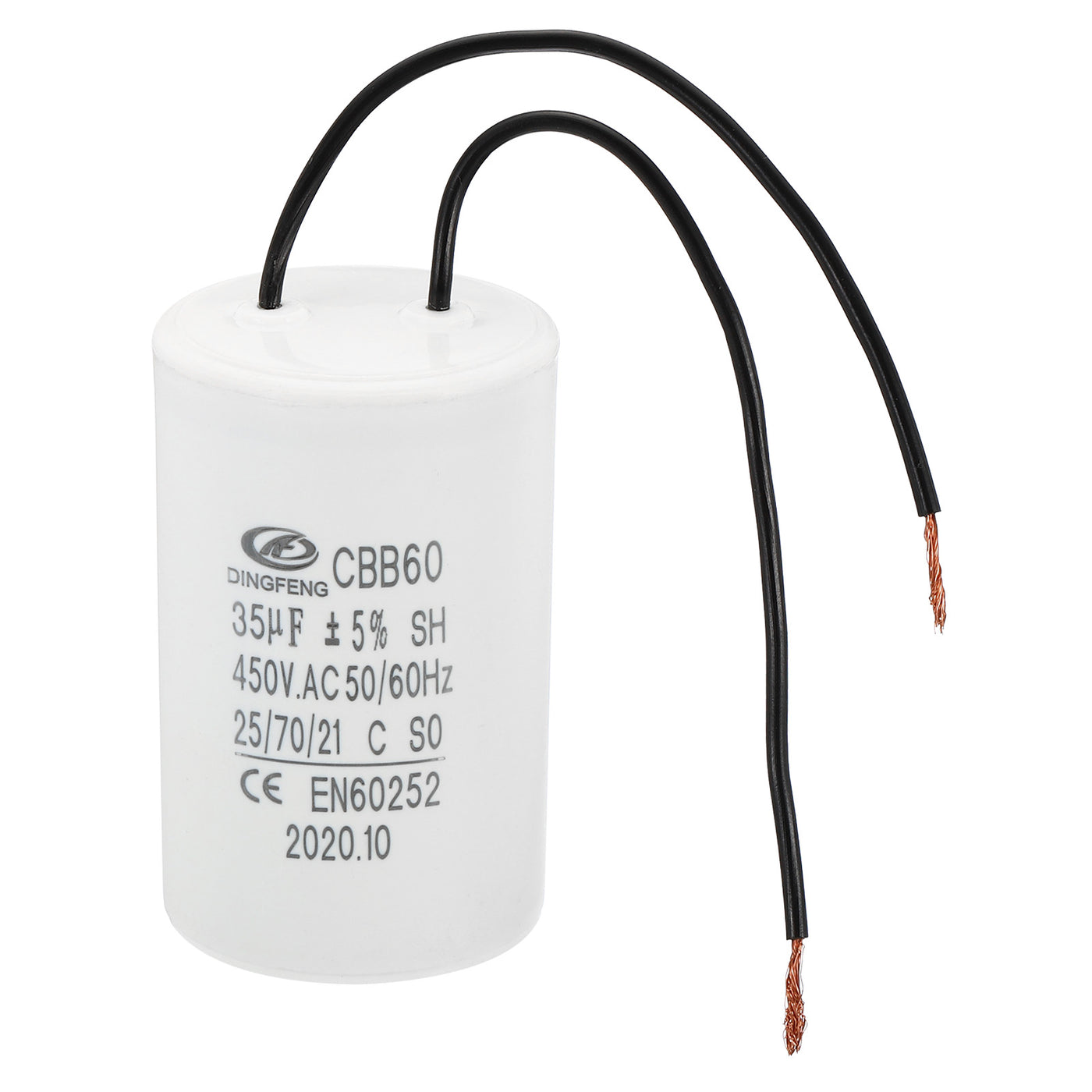 Harfington CBB60 35uF Running Capacitor,AC 450V 50/60Hz with 2 Wires 12cm for Water Pump