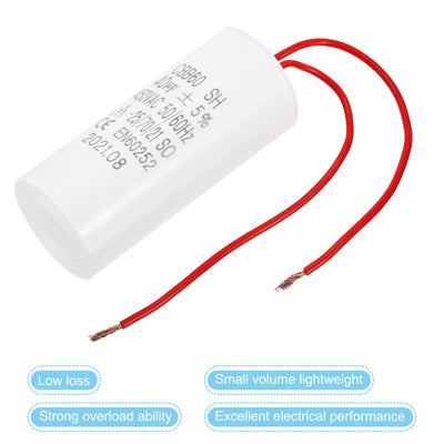 Harfington CBB60 40uF Running Capacitor,AC 450V 50/60Hz with 2 Wires 16cm for Water Pump