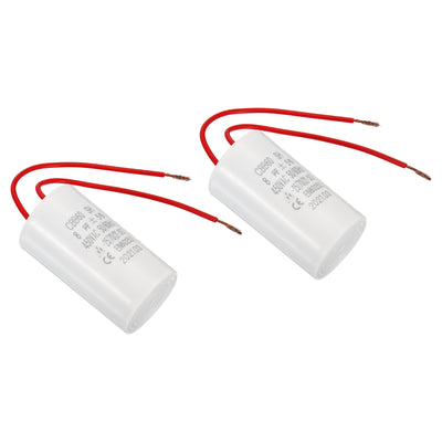Harfington CBB60 8uF Running Capacitor,2Pcs AC450V 50/60Hz with 2 Wires 12cm for Water Pump