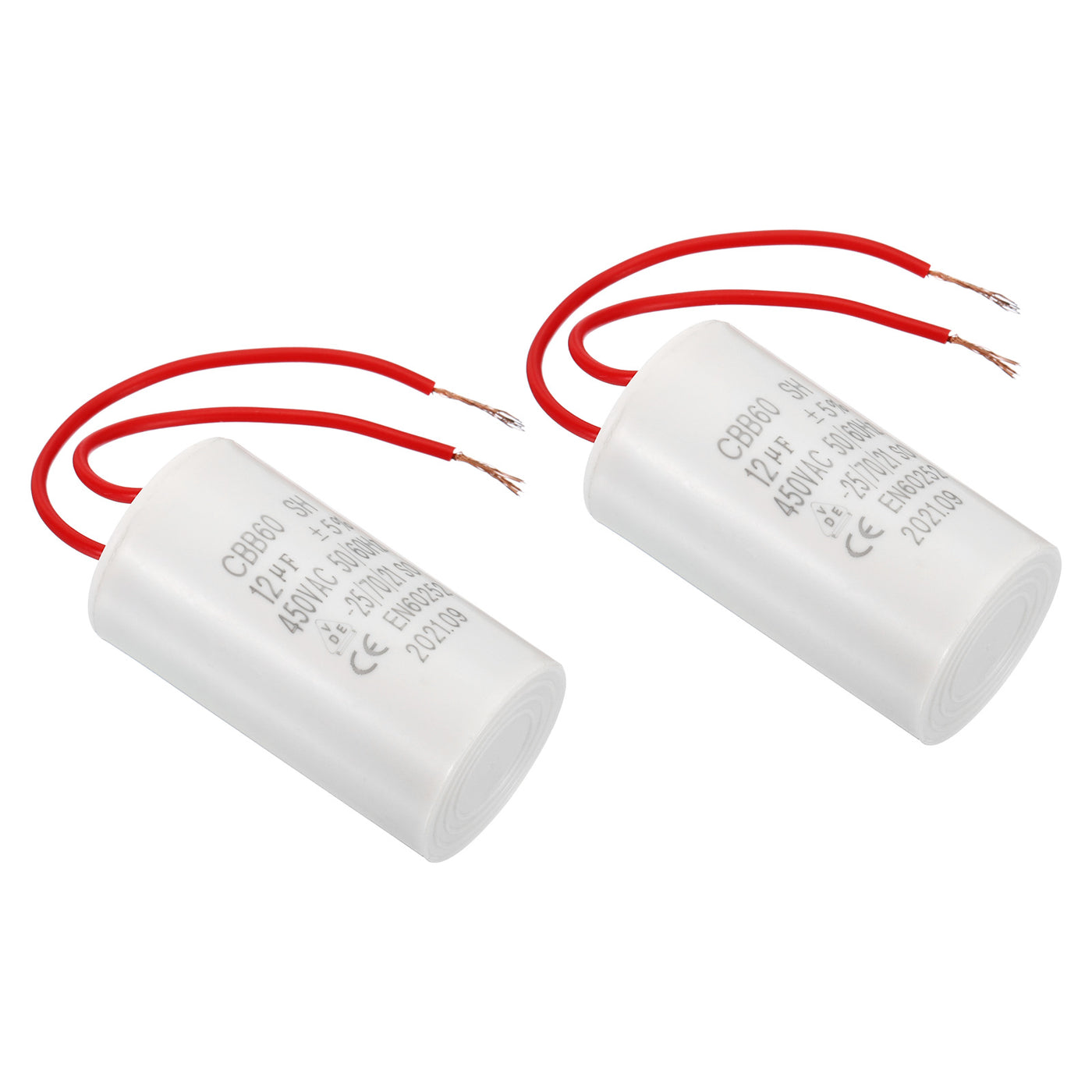 Harfington CBB60 12uF Run Capacitor,2Pcs AC450V 50/60Hz with 2 Wires 12cm for Water Pump