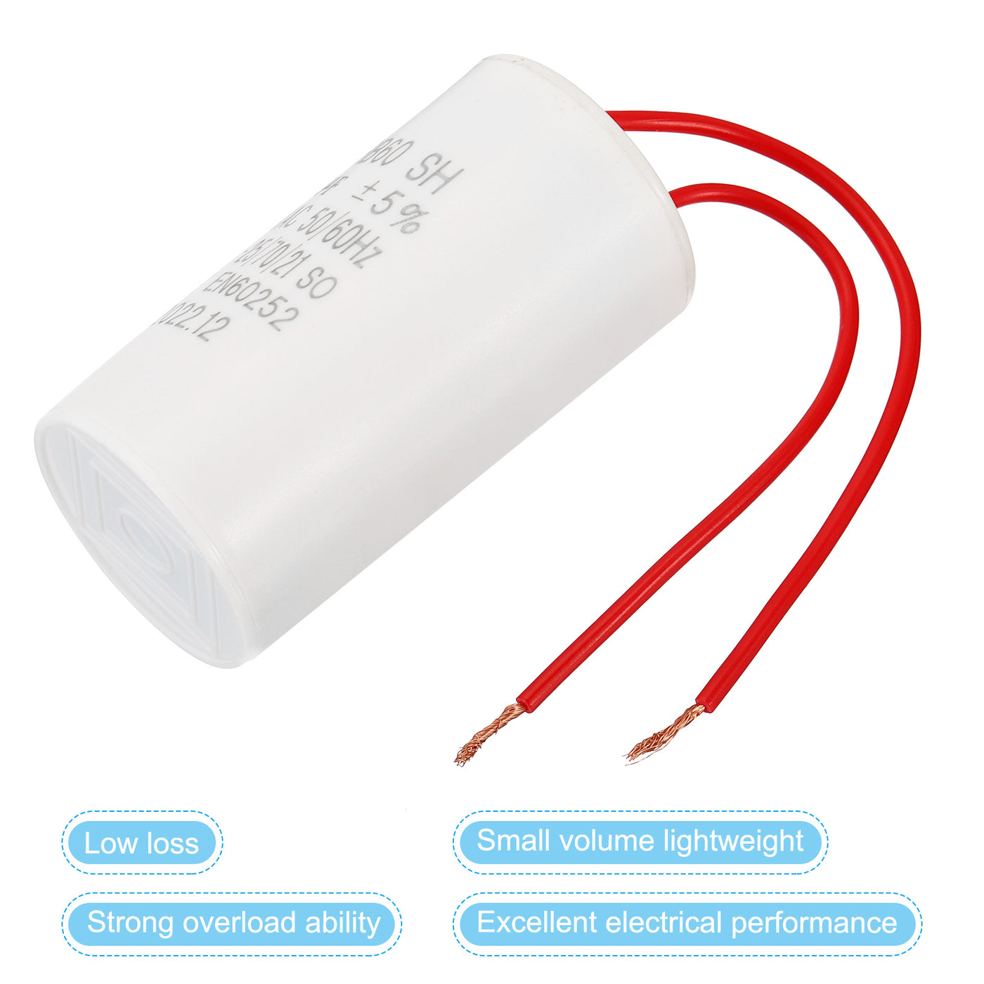 Harfington CBB60 15uF Run Capacitor,2Pcs AC450V 50/60Hz with 2 Wires 12cm for Water Pump