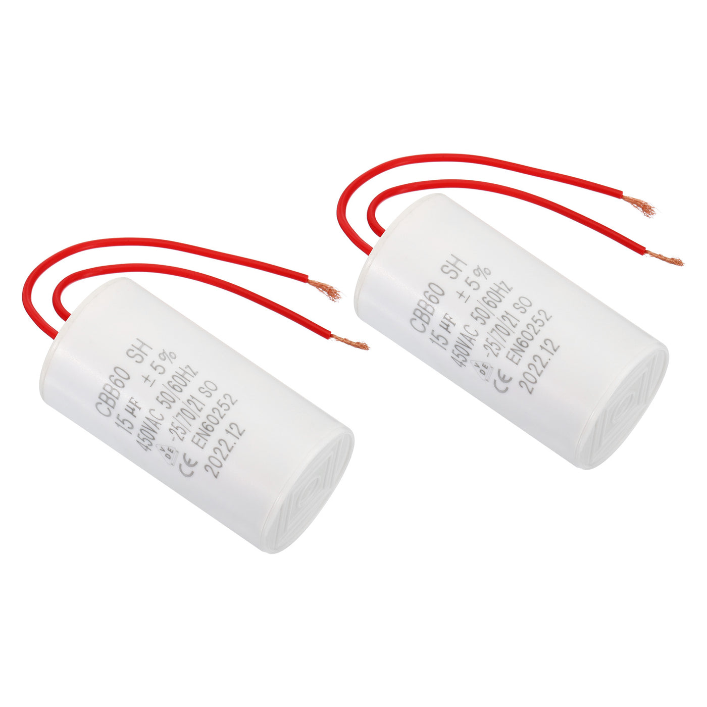 Harfington CBB60 15uF Run Capacitor,2Pcs AC450V 50/60Hz with 2 Wires 12cm for Water Pump