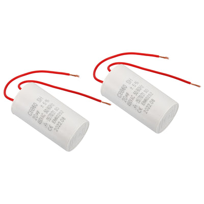 Harfington CBB60 20uF Run Capacitor,2Pcs AC450V 50/60Hz with 2 Wires 12cm for Water Pump