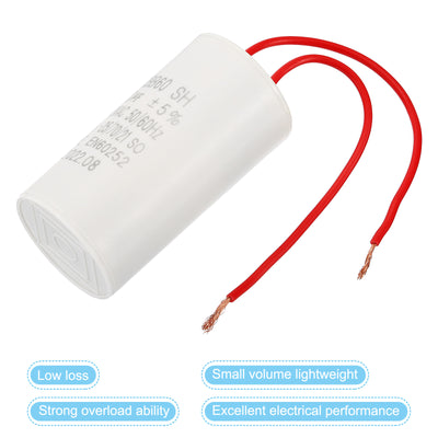 Harfington CBB60 25uF Run Capacitor,2Pcs AC450V 50/60Hz with 2 Wires 12cm for Water Pump
