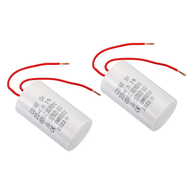 Harfington CBB60 25uF Run Capacitor,2Pcs AC450V 50/60Hz with 2 Wires 12cm for Water Pump